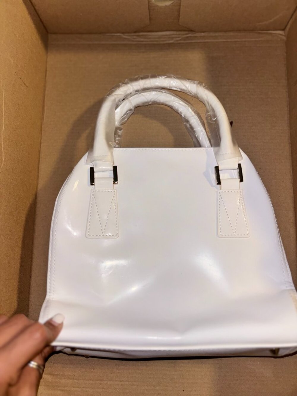 NWT Versace White Satchel + Fox Tail Charm Dust Bag Purse (Authentication) - Picture 9 of 14